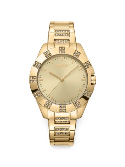 Dkny Crystal-embellished 36mm Watch In Gold