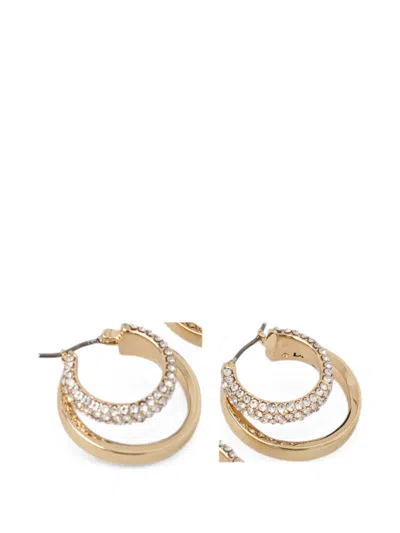 Dkny Crystal-embellished Double-hoop Earrings In Gold
