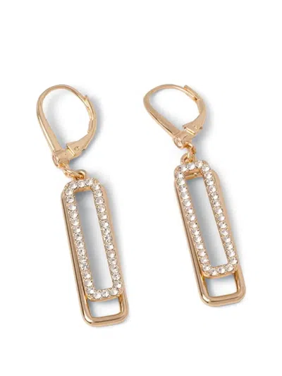 Dkny Crystal-embellished Geometric Earrings In Brown