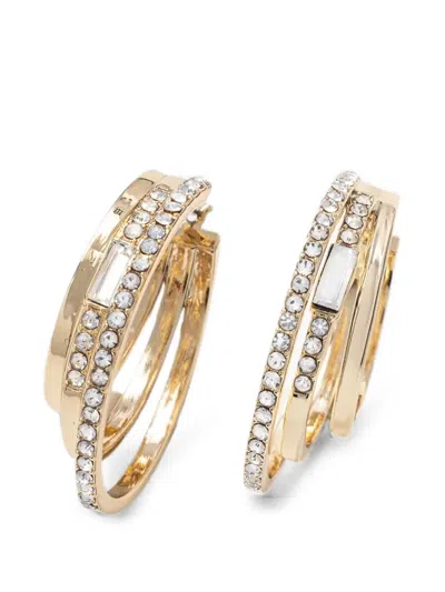 Dkny Crystal-embellished Hoop Earrings In Gold