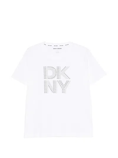Dkny Crystal-embellished Logo-print T-shirt In Multi