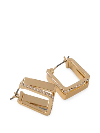 Dkny Crystal-embellished Square Hoop Earrings In Gold