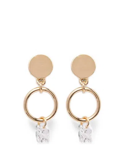 Dkny Crystal-pendant Hoop Earrings In Gold