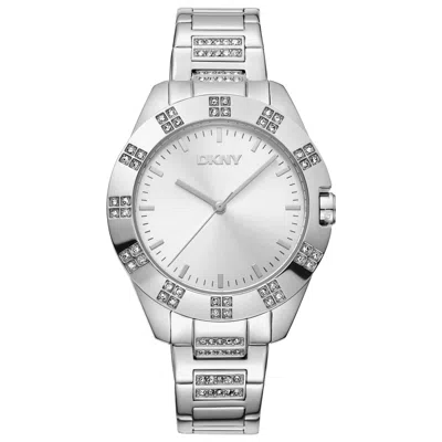 Dkny Crystal-set Quartz Watch In Silver