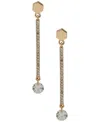 Dkny Cubic Zirconia And Crystal Glass Stone Hex Pave Bar Linear Earrings In Gold