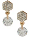 Dkny Cubic Zirconia And Glass Crystal Stone Pave Hex Drop Stud Earrings In White