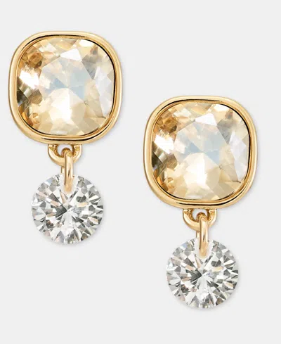 Dkny Cubic Zirconia Gold-tone Drop Stud Earrings
