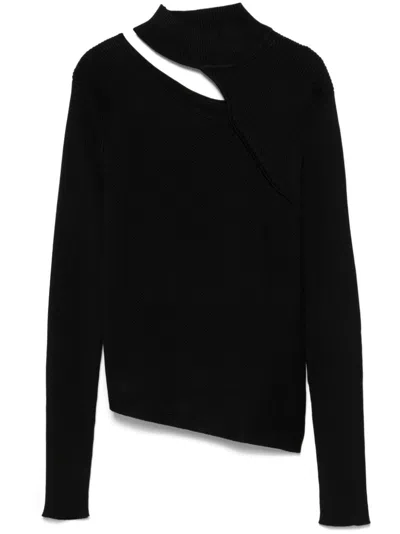 Dkny Cut-out Mock-neck Jumper In Black