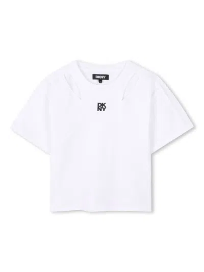 Dkny Kids' Cut-out T-shirt In White