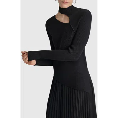Dkny Cutout Detail Rib Sweater In Black