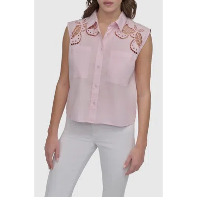 Dkny Cutwork Poplin Button-up Shirt