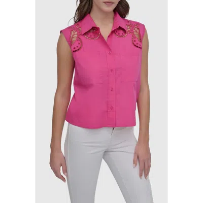 Dkny Cutwork Poplin Button-up Shirt