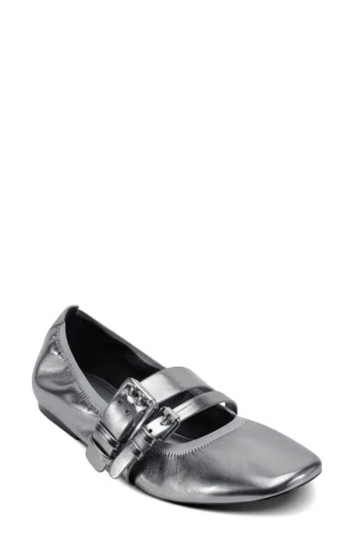 Dkny Dade Buckle Strap Ballet Flat In Nickel