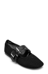 Dkny Dade Buckle Strap Mesh Ballet Flat In Black