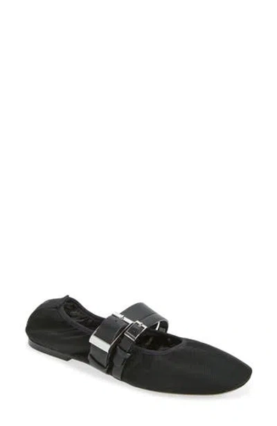 Dkny Dade Buckle Strap Mesh Ballet Flat In Black