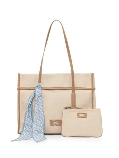 Dkny Dallas Scarf-detail Logo-patch Tote Bag In Pink