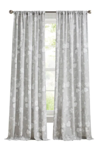 Dkny Dandelion Floral Print Set Of 2 Poletop Curtain Panels In Grey