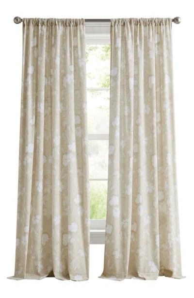 Dkny Dandelion Floral Print Set Of 2 Poletop Curtain Panels In Linen
