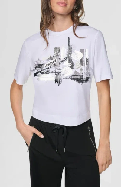 Dkny Dark City Stud T-shirt In White