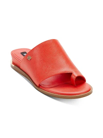 Dkny Daz Womens Leather Casual Slide Sandals In Orange