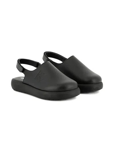 Dkny Kids' Debossed-logo Mules In Black