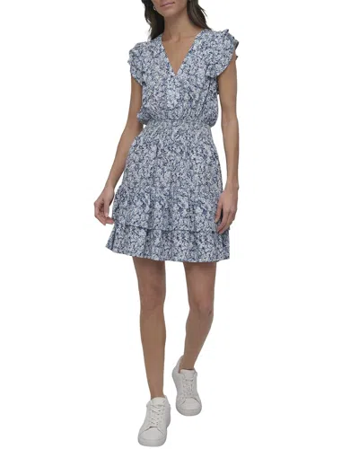 Dkny Deep V-neck Dress In Multi