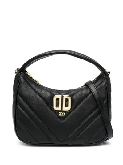 Dkny Delphine Logo-plaque Quilted Tote Bag In Black