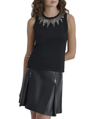 Dkny Dem Neckline Sweater In Black