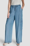 Dkny Denim Drawstring Cargo Pants In Blue