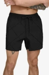 Dkny Diamond Pintuck Swim Trunks In Black