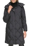 Dkny Women's Diamond Quilted & Hooded Puffer Coat In Black