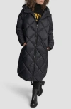Dkny Diamond Quilted Puffer Coat In Black