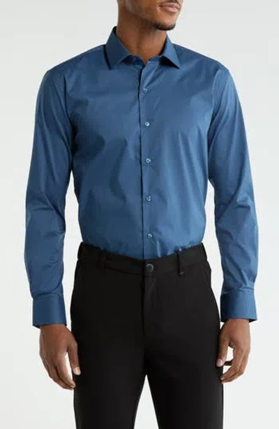 Dkny Diana Solid Stretch Dress Shirt In Blue