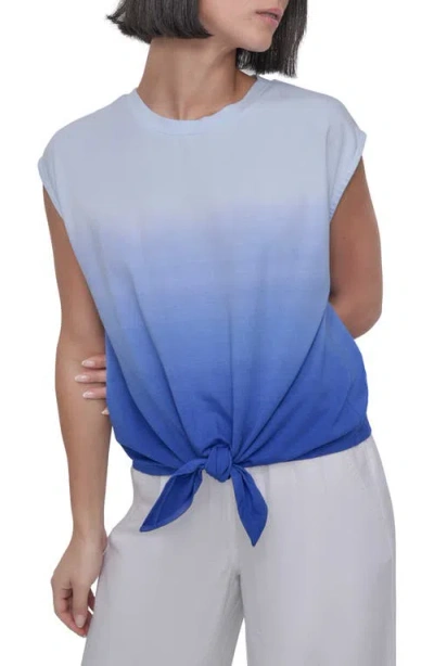 Dkny Dip Dye Tie Front T-shirt In Dip Dye Cornflower