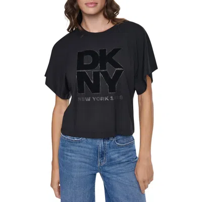 Dkny Dolman Sleeve Logo T-shirt In Black