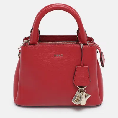 Dkny Dome Red Leather Totes Bag