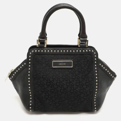 Dkny Donna Karan Black Canvas And Leather Satchels