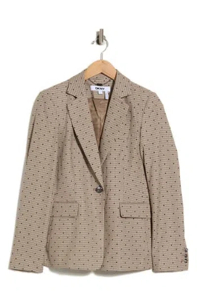 Dkny Dot Houndstooth Check Blazer In Neutral