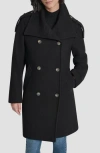 Dkny Women's Double-breasted Funnel Neck Military Coat In Black