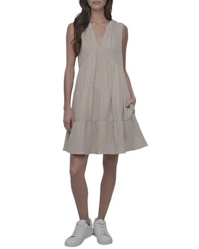 Dkny Double Crepe Gauze Tiered Dress In Brown