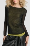 Dkny Double Layer Boat Neck Sweater In Black
