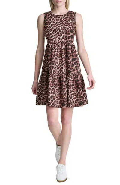 Dkny Double Tiered Tank Dress In Brown