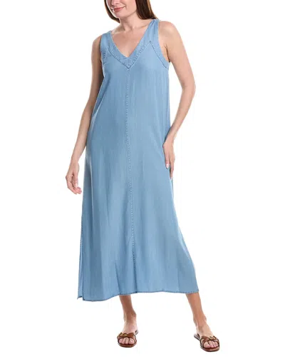 Dkny Double V-neck Maxi Dress In Blue