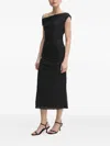 Dkny Draped One-shoulder Midi Dress In Black