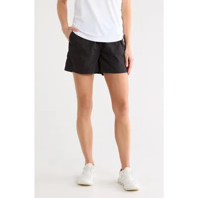 Dkny Drawcord Waist Cotton Shorts In Black