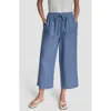 Dkny Drawstring Crop Linen Pants In Brown
