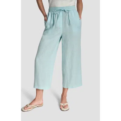 Dkny Drawstring Crop Linen Pants In Blue