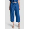 Dkny Drawstring Crop Linen Pants In Blue