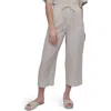 Dkny Drawstring Crop Linen Pants In Gray