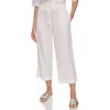 Dkny Pull-on Drawstring Crop Linen Pants In White